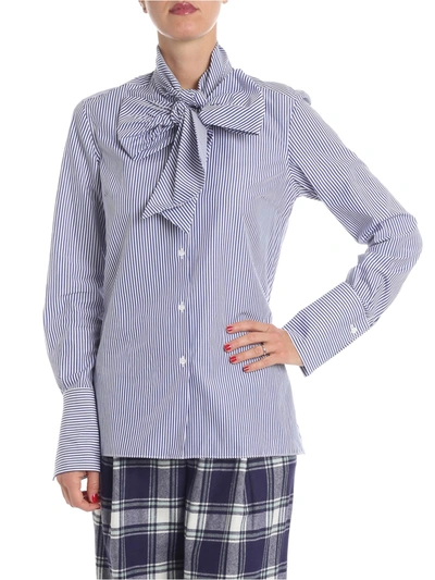 Ermanno Scervino Blue And White Striped Shirt