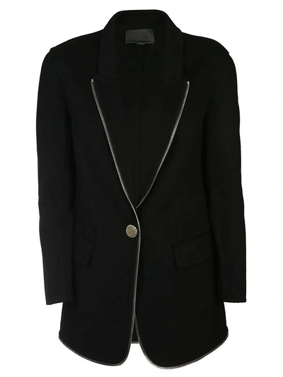 Alexander Wang Zip-embellished Wool-felt Blazer In Black