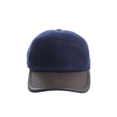 Fedeli Blue Cap With Leather Details