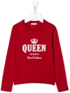 Dolce & Gabbana Kids' Queen Embroidered Jumper In Red