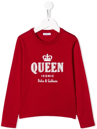 Dolce & Gabbana Kids' Queen Embroidered Jumper In Red
