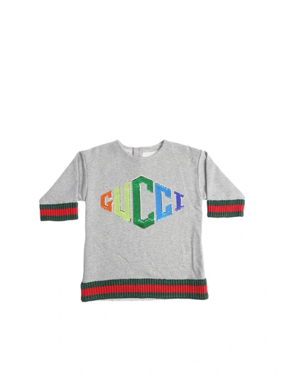 Gucci Kids' Gray Sweatshirt With Sequin Logo In Grey