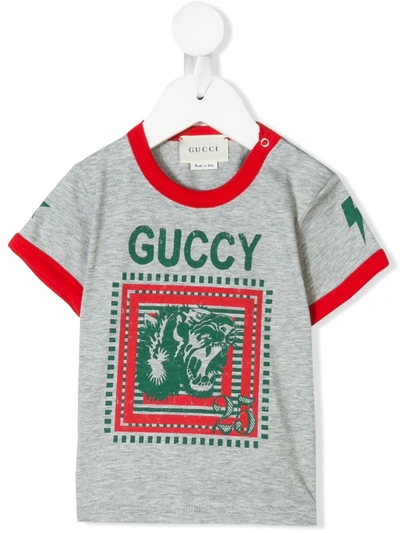 Gucci Babies' Grey T-shirt With Logo Print In Grey