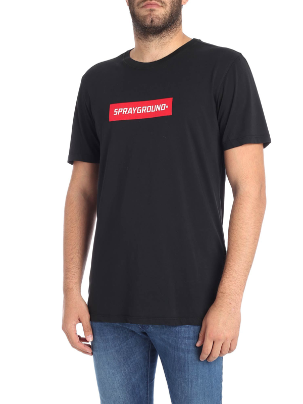 Sprayground Black T-shirt With Contrasted Logo | ModeSens