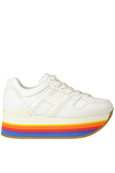 Hogan Rainbow Sole Platform Sneakers In White