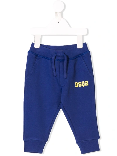 Dsquared2 Babies' Blue Trousers With Yellow Logo