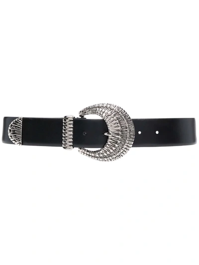 Alberta Ferretti Black Leather Belt With Buckle In Schwarz