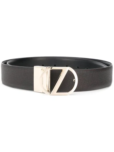 Z Zegna Logo Buckle Leather Belt In Brown