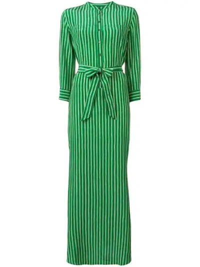 Aspesi Long Green Dress In Pure Silk