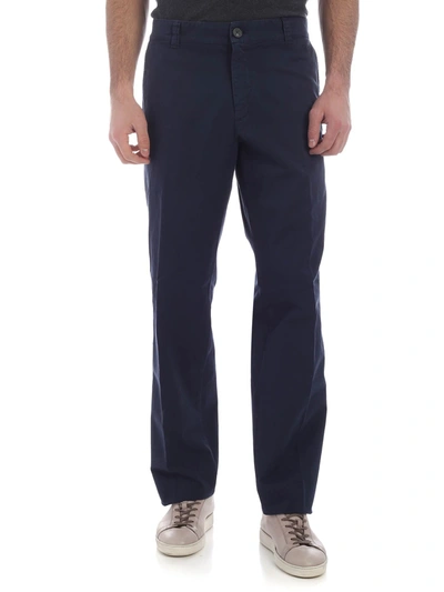 Kenzo Blue Chino Trousers With White Stitching