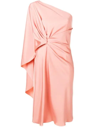 Alberta Ferretti One-shoulder Draped Dress In Pink