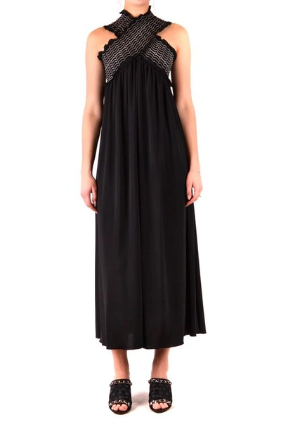 Dondup Long Black Dress With Cross
