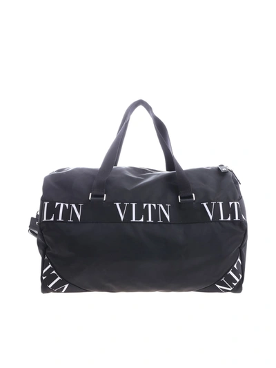 Valentino Garavani Duffle Bag In Black With Branded Inserts