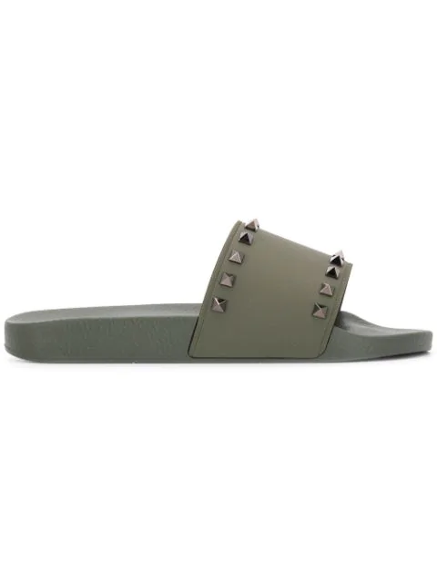 olive green slides