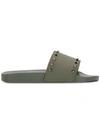 Valentino Garavani Men's Rockstud Pool Slide Sandals In Green