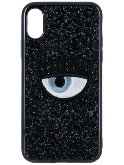 Chiara Ferragni Eye Cover For I-phone X In Black Glitter