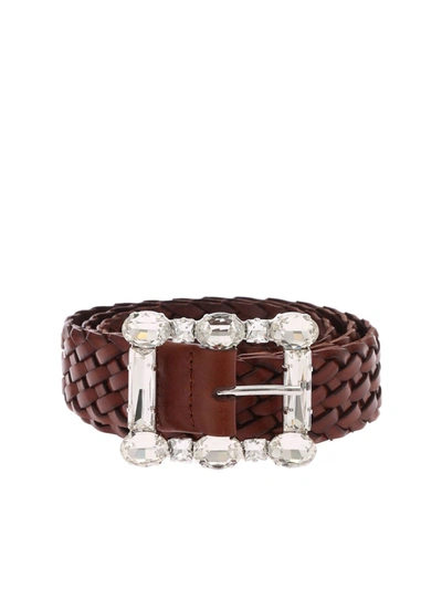 Orciani Brown Masculine Belt With Rhinestone Buckle