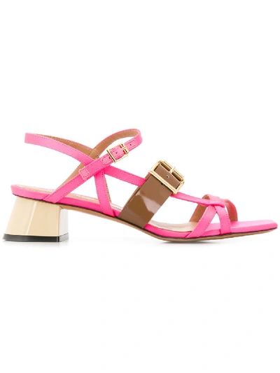 Marni Sandalo In Satin Color Fuchsia And Brown