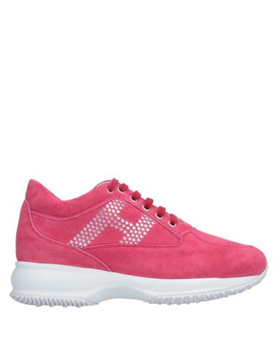 Hogan Interactive Sneakers In Fuchsia Suede In Dark Pink