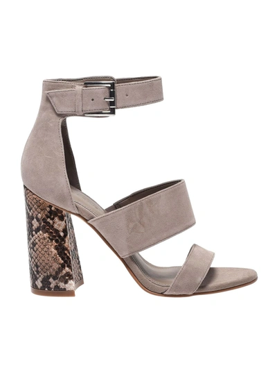 Kendall + Kylie Taupe Jayne2 Sandals With Python Heel In Grey