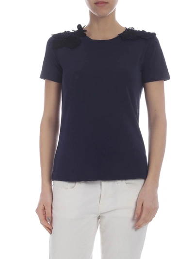 Dondup Blue T-shirt With Macramé Details