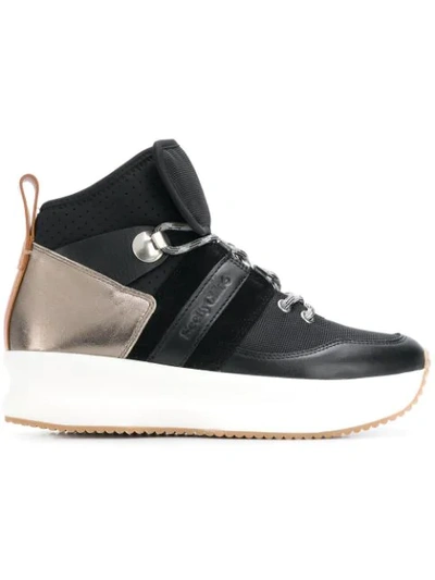 See By Chloé Black Leather Atena Trainers