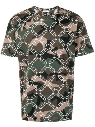 Valentino Military Green T-shirt With Vltn Print