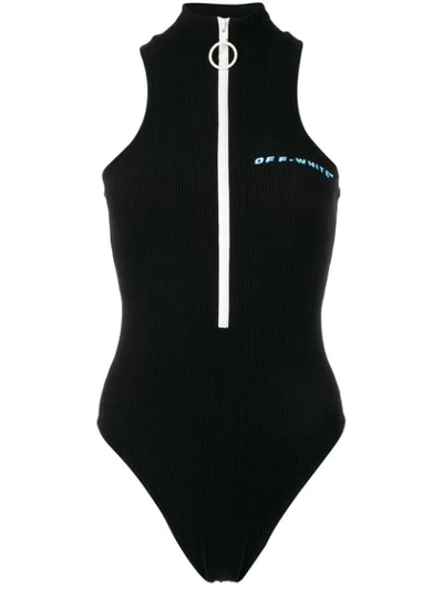 Off-white Sleeveless Ribbed Body In Black