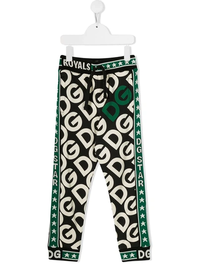 Dolce & Gabbana Kids' Dg Mania Print Track Pants In Black
