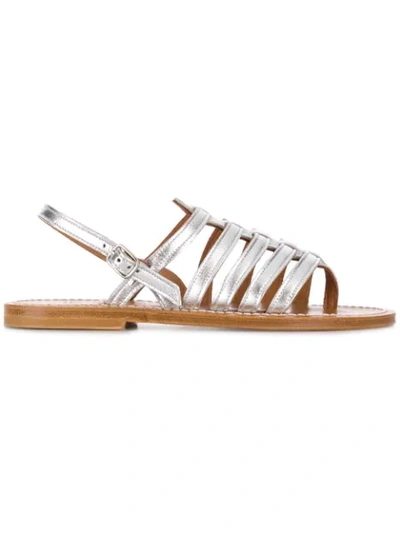 Kjacques Silver-colored Slave Sandals In Lame Argent