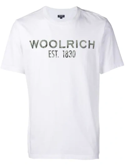 Woolrich T-shirt Floreal Logo In White