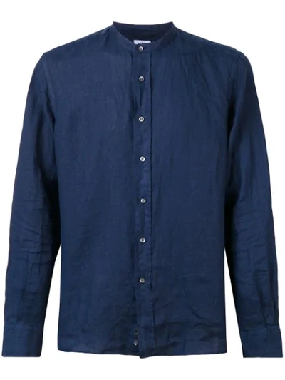 Aspesi Mandarin Collar Shirt In Blue In Blue