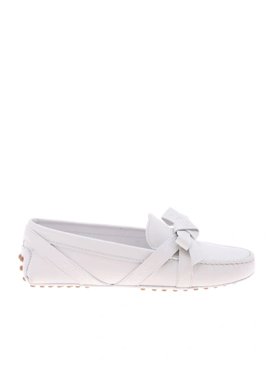 Tod's Gommino Driving Loafers In White Leather