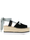 See By Chloé Lace-up Suede Flatform Espadrilles In Black