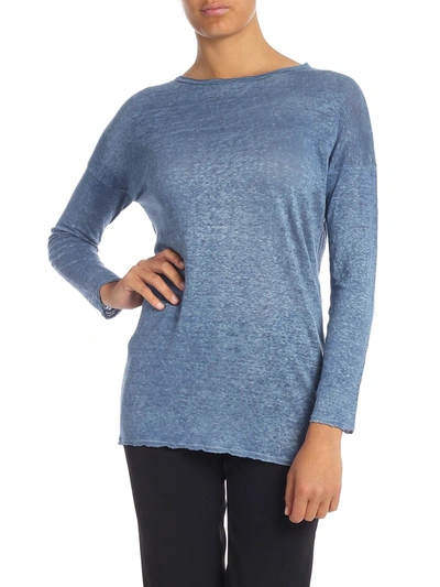 Avant Toi Boat Neckline T-shirt In Light Blue