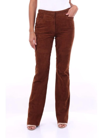 Alberta Ferretti Brown Suede Leather Trousers