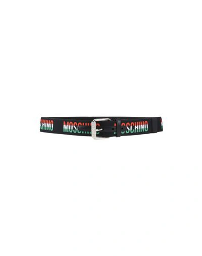 Moschino Canvas Belt Italian Logo In Black
