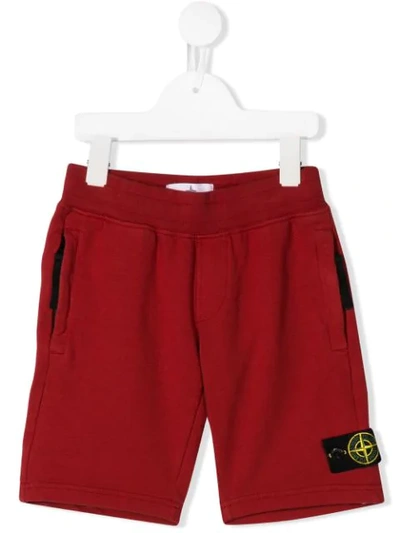 Stone Island Junior Kids' Red Cotton Shorts With Logo