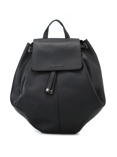 Orciani Soft Hammered Leather Bucket Shaped Backpack In Black