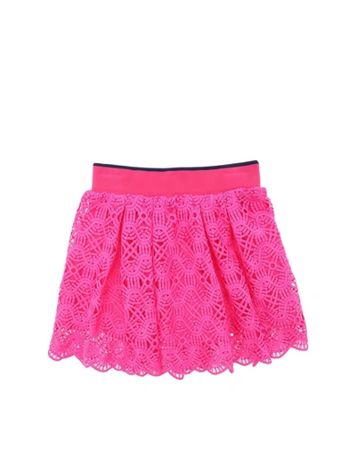 Alberta Ferretti Kids' Crochet Effect Lace Skirt In Fuchsia