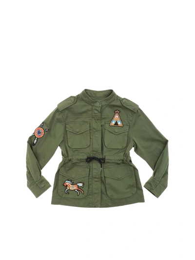 Alberta Ferretti Kids' Cotton Jacket With Patch In Green