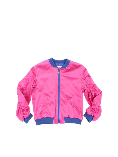 Alberta Ferretti Kids' Satin Bomber Jacket In Fuchsia