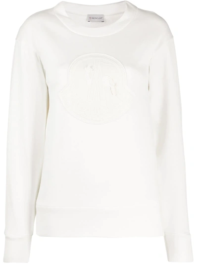 Moncler Cream White Sweatshirt With Micro Beads Logo