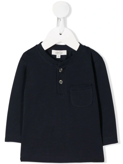 Aletta Babies' Button Detail Jersey T-shirt In Blue