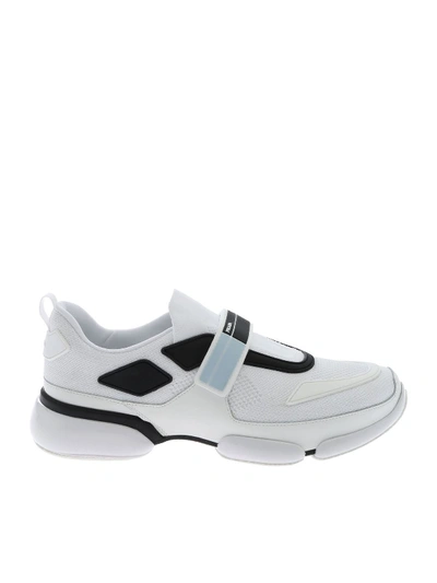 Prada Sport Knit Sneakers In White