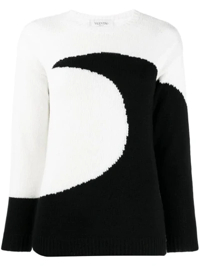 Valentino Moon Inlay Ribbed Sweater In Black