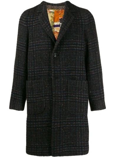 Etro Checked Coat In Blue