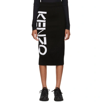 Kenzo Knitted Logo Skirt In Black