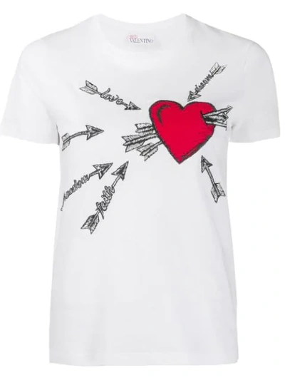 Red Valentino Love Embroidery T-shirt In White