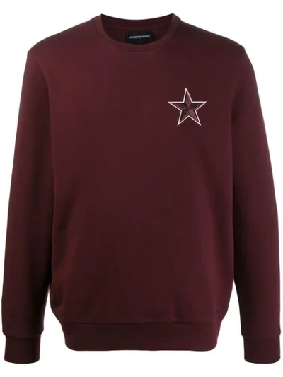 Emporio Armani Sweatshirt In Wine-colored With Star In Red
